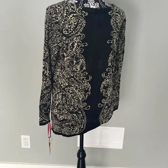 Ruby Rd Metallic Paisley Jacquard Sweater - Picture 3 of 4